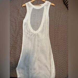 White Crochet Sleeveless Dress